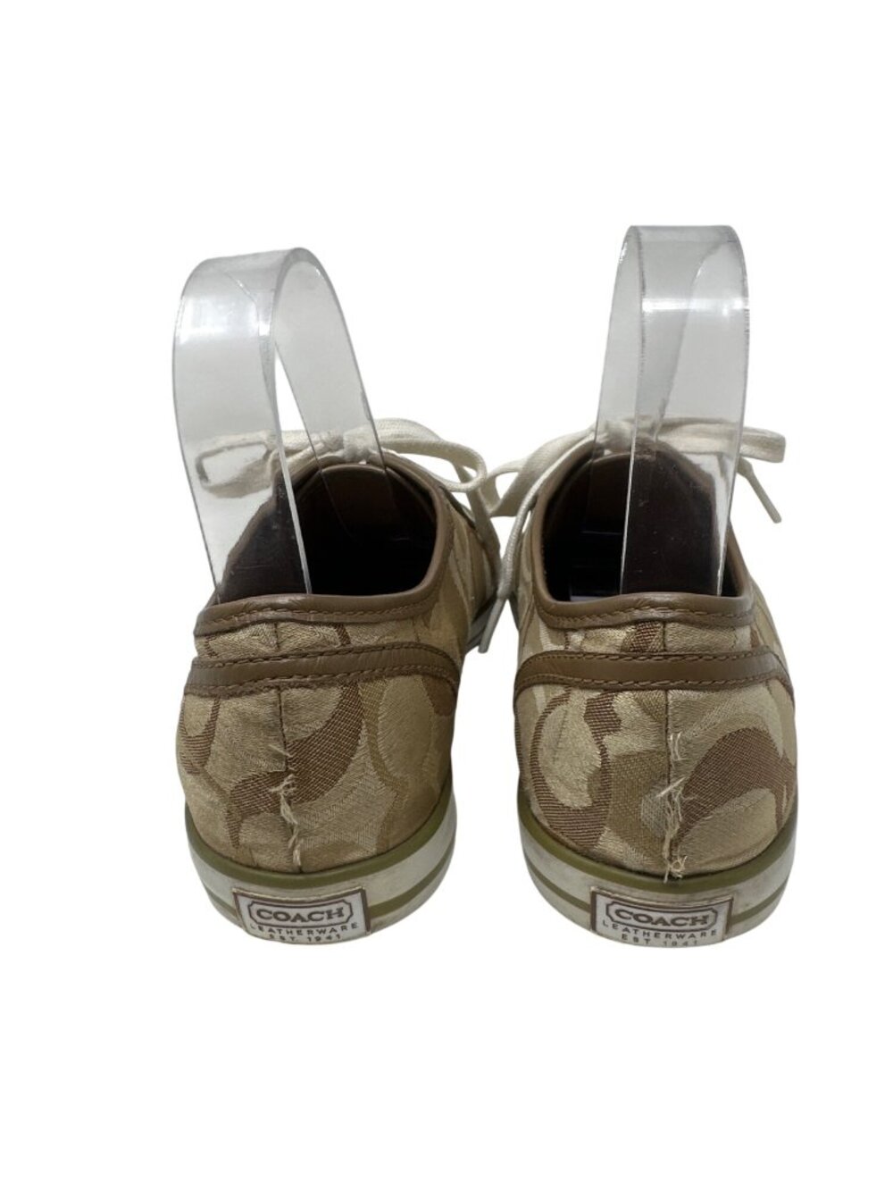 COACH Dee Signature Women's Shoes Sneakers GOLD Khaki / Brown Size 7.5 B - Picture 2 of 9